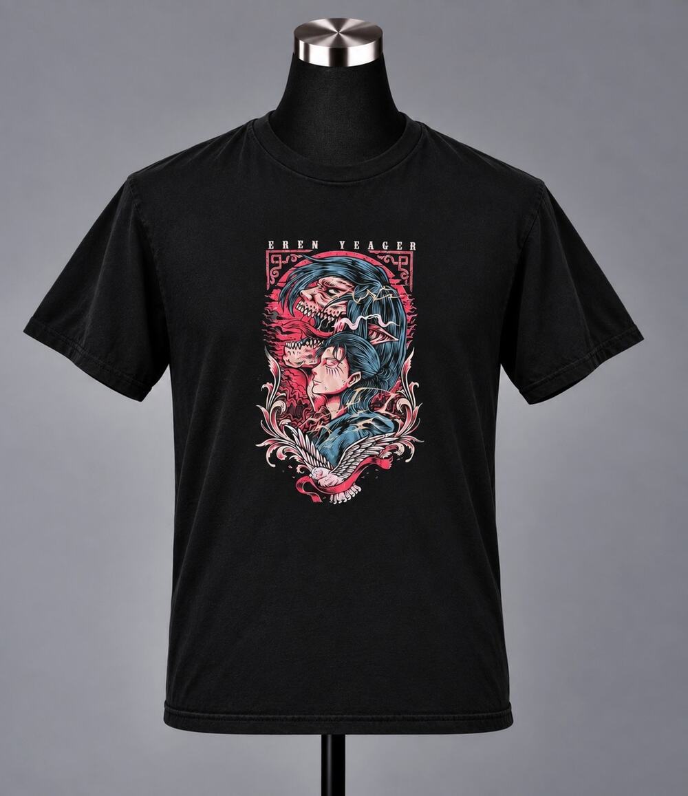 Attack on Titan Eren Yeager Founding Titan T-Shirt Black NWT Anime AOT X Mens L